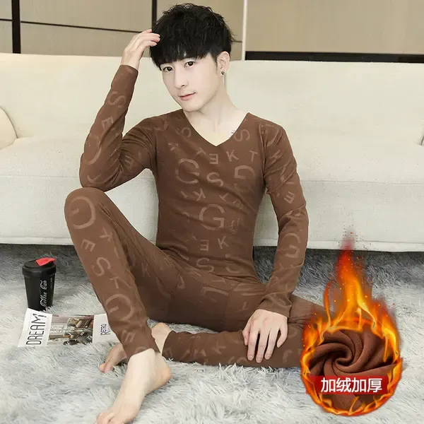 内搭加绒加厚男士秋衣秋裤圆领青秋冬季高中初中生内衣薄款打底衫