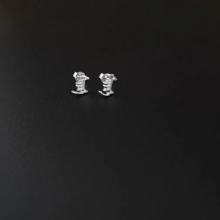 足银耳饰 蒙古元素纯银耳钉蒙文字爱字个性独特气质时尚民族风