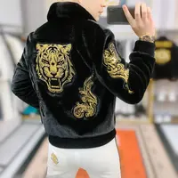 阿凯  欧洲站冬季新款轻奢潮流时尚帅气刺绣修身个性男士夹克外套