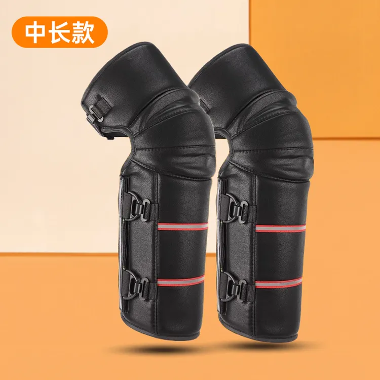 皮革护膝电动摩托车保暖冬季皮革护膝骑车护膝护具电瓶车男女护腿商品图