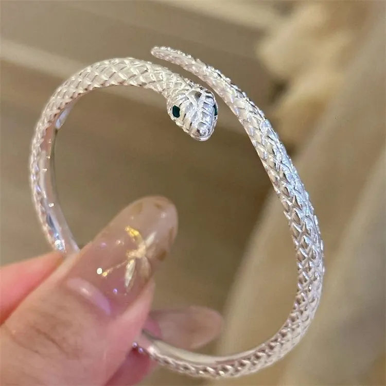 足银戒指 足银990灵蛇戒指光面磨砂面手镯珐琅彩手镯气质时尚新款