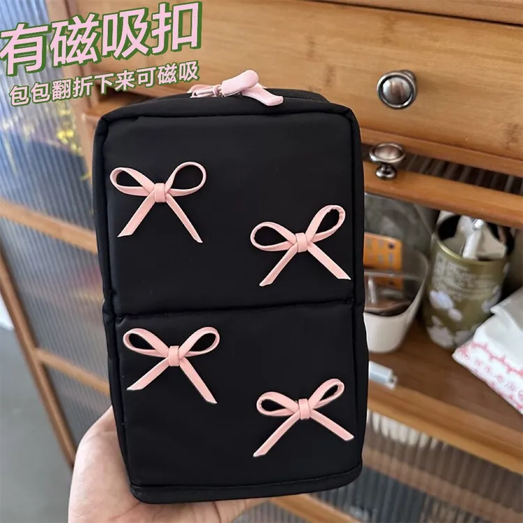  网红NZ同款原单化妆包ins可爱蝴蝶结刷子收纳包大容量护肤品收纳