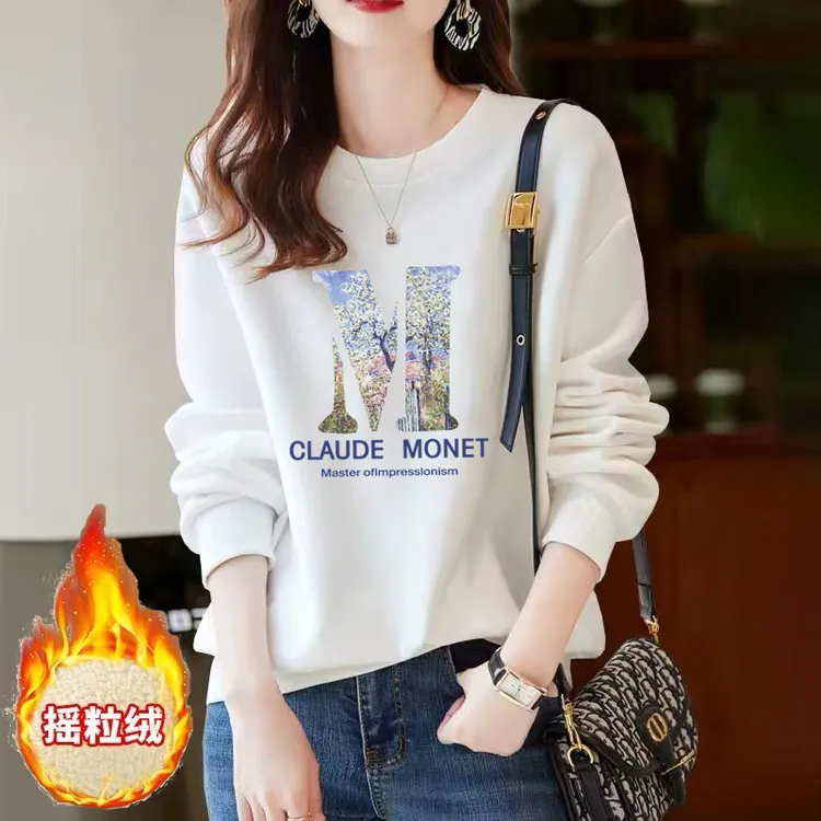 摇粒绒加绒加厚宽松卫衣女款爆款2025新款正品秋冬新款潮牌女装