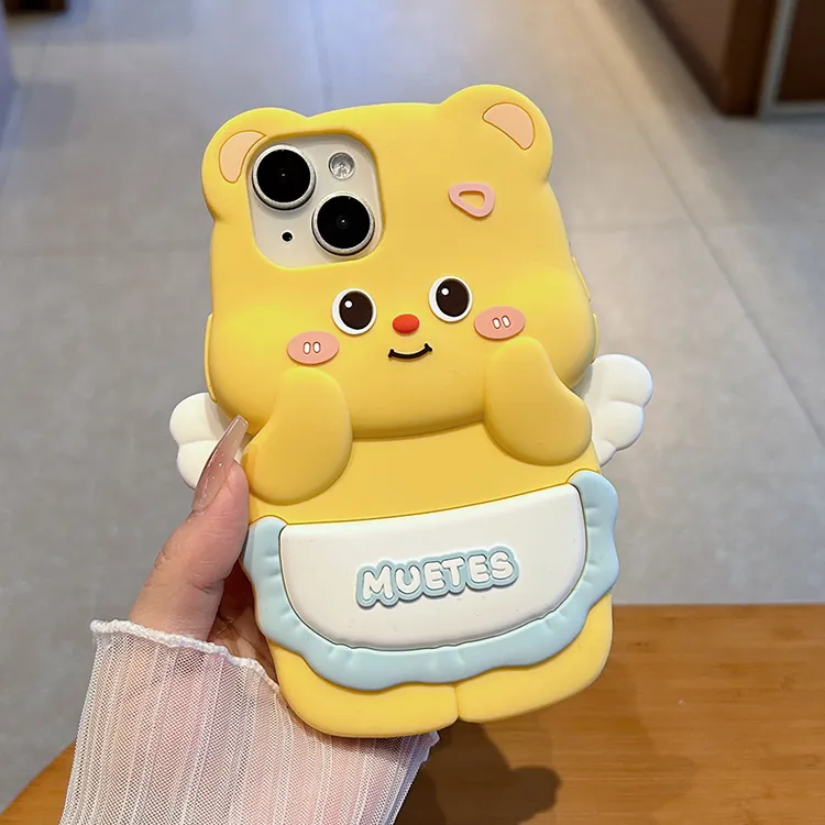 【适用苹果oppo华为vivo荣耀小米】立体卡通可爱黄油小熊手机壳全包