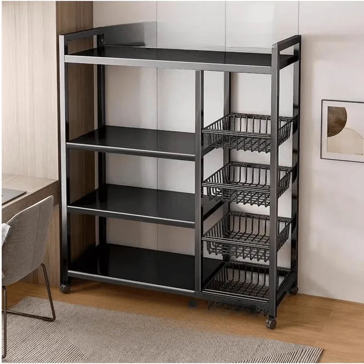 厨房置物架置物架宿舍果蔬收纳架多功能家庭网篮储物架子落地式