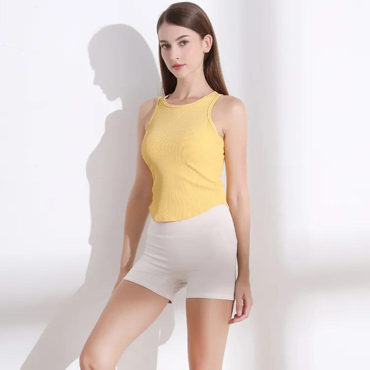 TZA带胸垫瑜伽服女上衣无袖运动背心普拉提训练服健身服春夏外穿