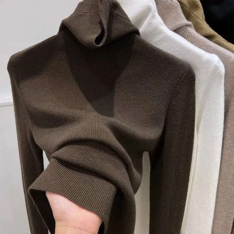 堆堆领打底衫女2025秋冬新款内搭针织衫高领上衣修身套头软糯毛衣