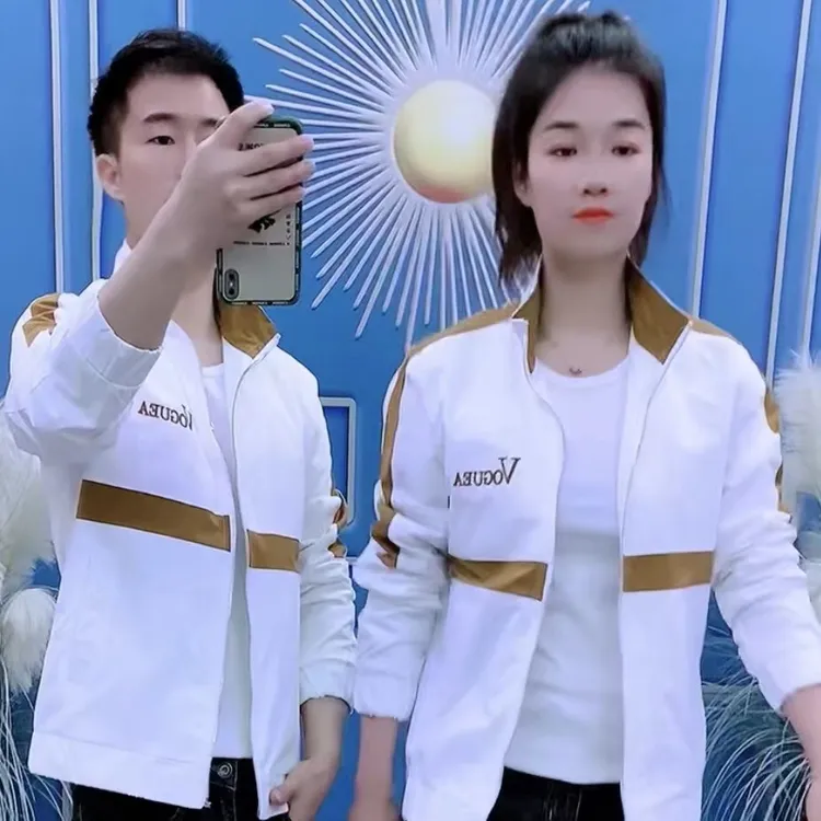 时尚网红情侣同款潮流春秋款休闲韩版立领夹克（男女同款）外套