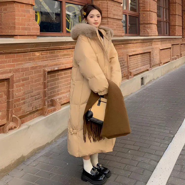 新款香榭颂棉服女冬季大毛领连帽加厚棉衣长款过膝外套