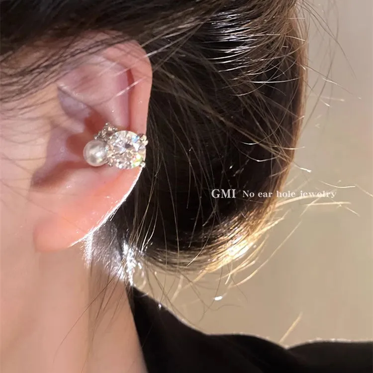 合金耳饰 耳骨夹耳夹无耳洞珠珠锆石女新款轻奢高级感小众耳饰女
