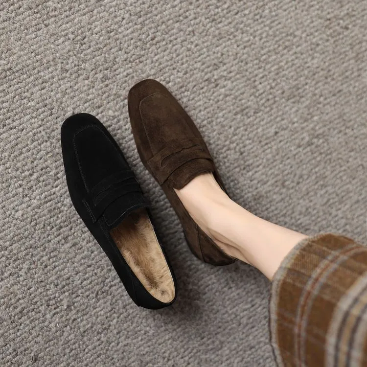 2.5cm 法式复古舒适百搭粗跟乐福鞋冬季英伦风通勤休闲时尚乐福鞋