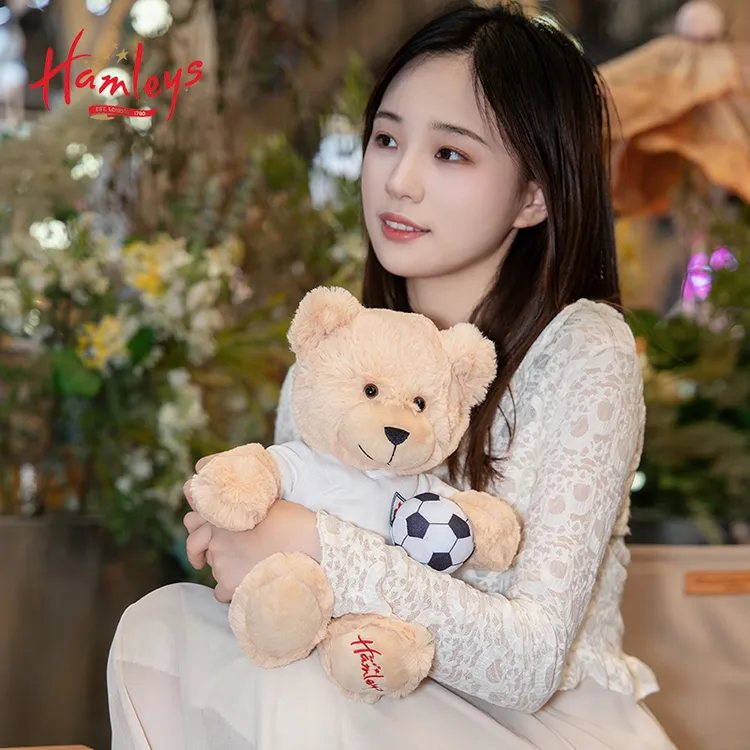 哈姆雷斯Hamleys足球运动员小熊毛绒泰迪熊玩偶男女生日礼物玩具