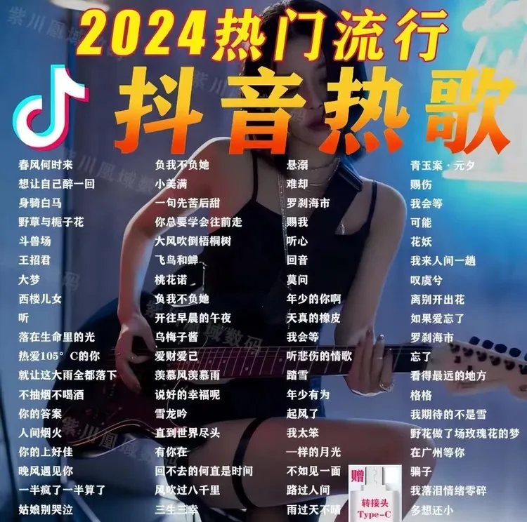 抖音流行热歌榜车载音乐u盘网红神曲2024精选爆红歌无损黑胶优盘
