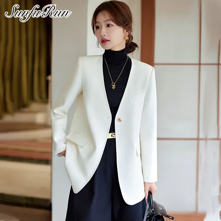 【气质感】白色西装外套女春秋2025新款女装休闲小个子女士西服上衣