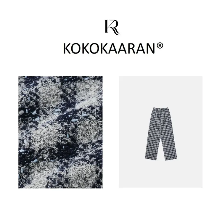 kokokaaran/可可咔伦【舒淇同款】秋冬设计感格纹显瘦直筒裤SH24937