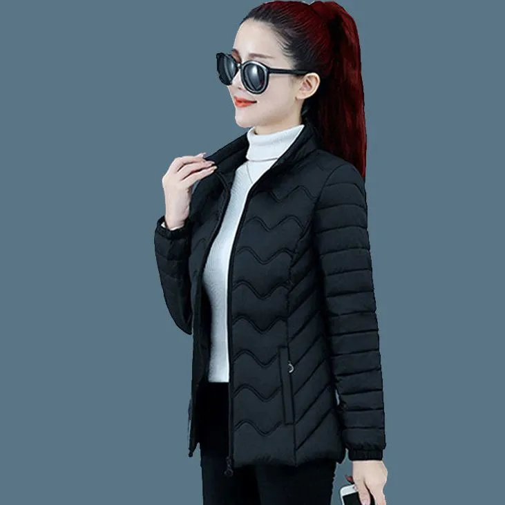 新款轻薄棉服女时尚秋冬外套加厚韩版修身百搭小棉袄大码短款棉衣