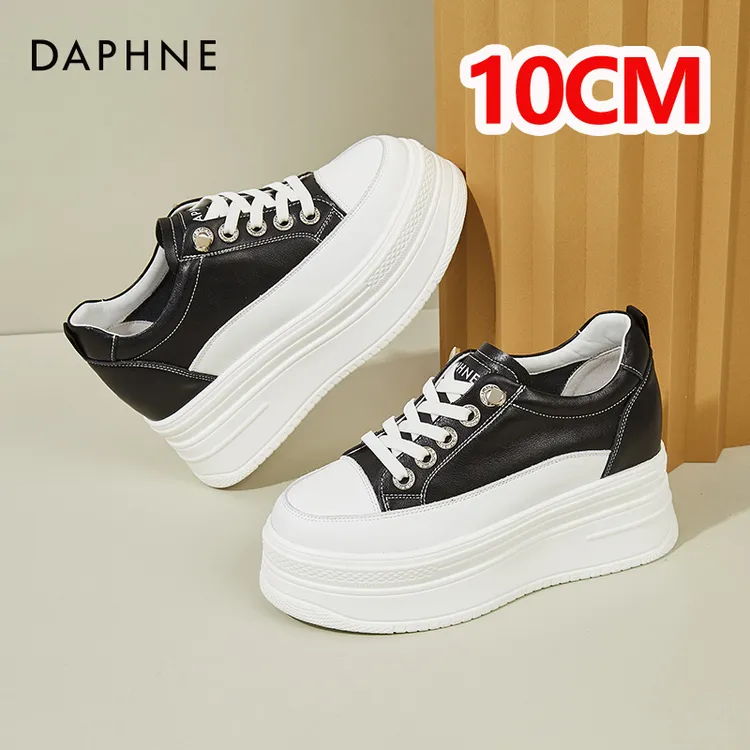 达芙妮10cm内增高小白鞋厚底女2025新款夏季真皮百搭运动松糕板鞋