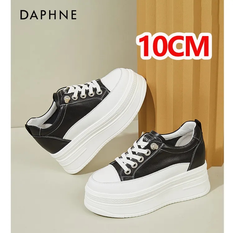 达芙妮内增高10cm厚底小白鞋女2025新款夏季真皮百搭运动松糕板鞋