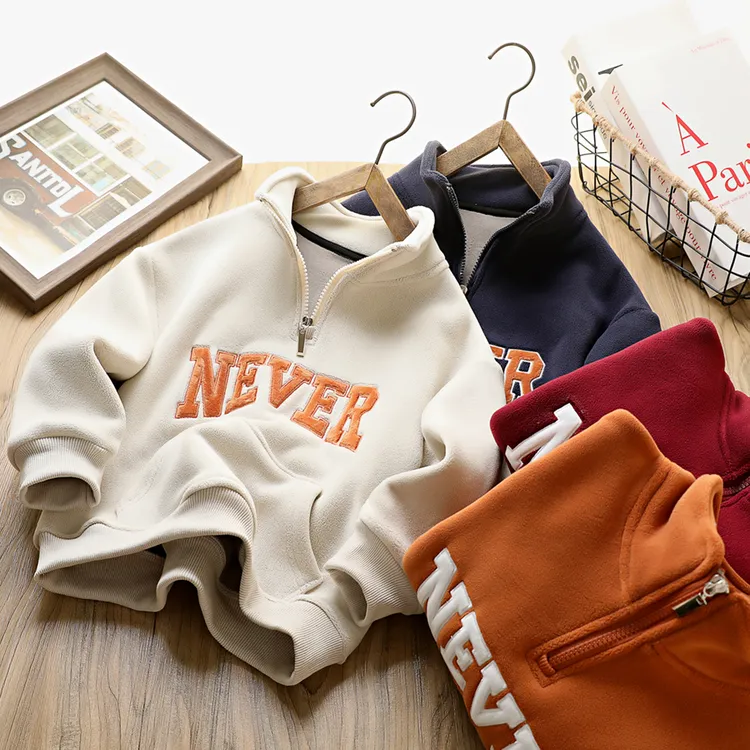 男童加绒加厚卫衣秋冬儿童奥粒绒上衣童装中大童保暖洋气打底衫潮