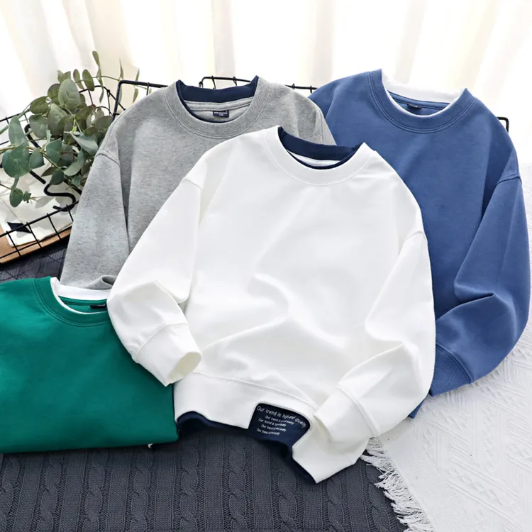 洋气卫衣春秋新款童装假两件套头衫男女孩男童宝宝百搭休闲上衣潮