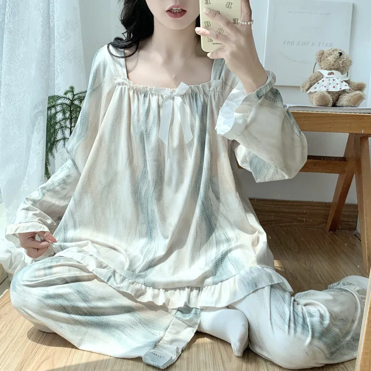 胖mm300斤大码德绒睡衣女士秋冬季长袖甜美公主风宽松家居服套装