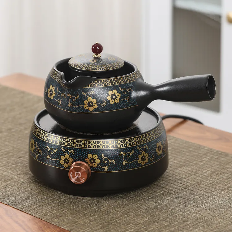 复古电陶炉煮茶器套装耐热陶瓷煮茶壶小型家用自动侧把烧水壶保温