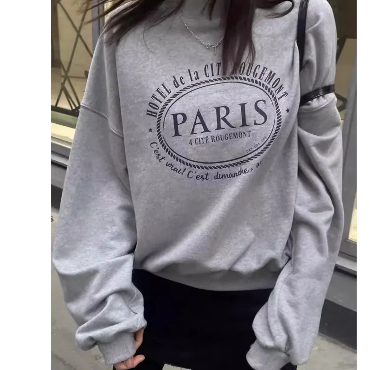 韩国东大门代购 and floyd 2024秋冬休闲宽松字母印花加绒卫衣