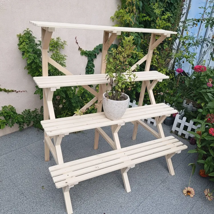 实木花架阶梯式多层阳台花盆架户外庭院别墅防腐多肉盆景架可移动