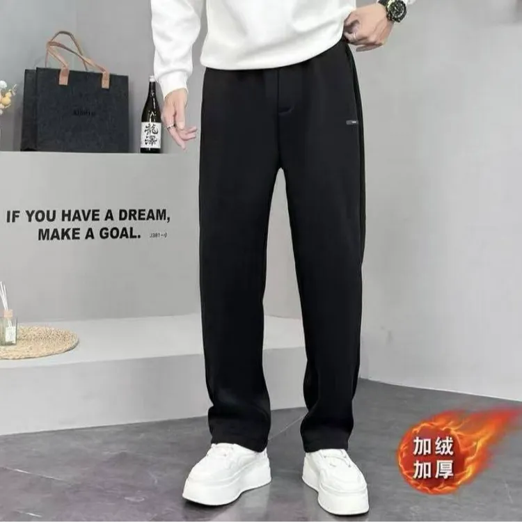 男士休闲裤秋冬新款宽松休闲裤松紧腰弹力卫裤百搭加绒长裤9030