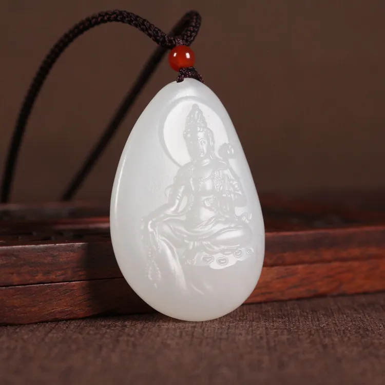 17g和田白玉观音挂件吊坠男款 随形雕刻精工雕刻保真
