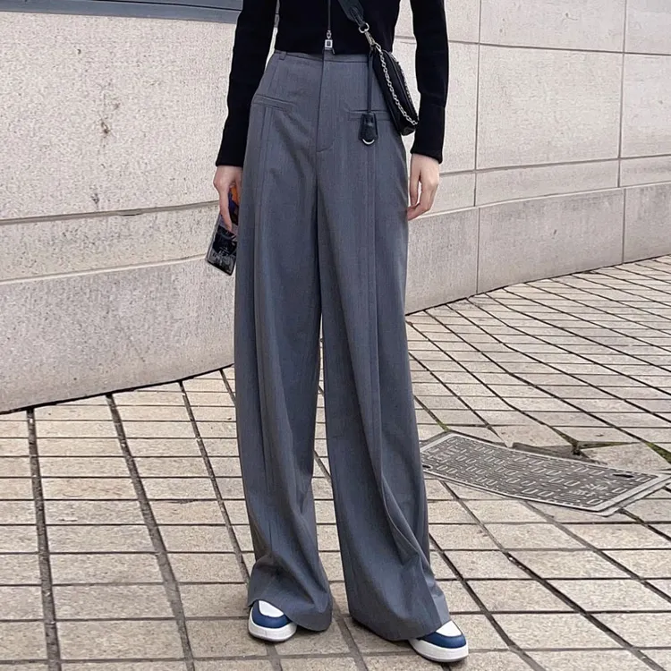 {专柜正品}商场同款2025春夏气质百搭假口袋高腰直筒裤5100375