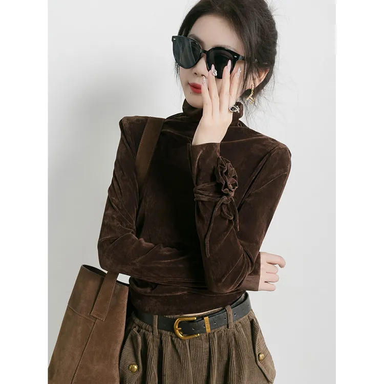 内搭秋冬新款高级感系洋气美拉德穿搭复古高领打底衫女长袖T恤