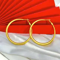 铜合金耳饰 金色耳环【五公分】水滴款光面亮面圈圈大耳环     15号