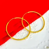 铜合金耳饰 金色耳环【五公分】光面亮面素圈耳环 5 号