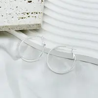 铜合金耳饰 银白色耳饰【三公分】光面宽面圈圈耳环百搭气质大耳圈