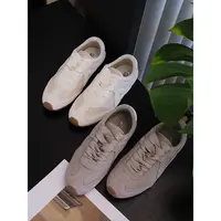 美洋MEIYANG 网眼德训鞋 真皮拼接透气休闲运动厚底阿甘板鞋