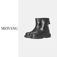 美洋MEIYANG 棉花糖松糕靴 后拉链显瘦英伦短靴英伦风迪普靴时尚