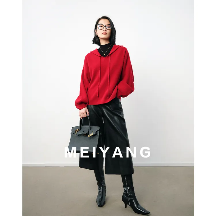 A美洋MEIYANG 麦芬九分皮裤【60系列】摩登帅气Q弹宽松直筒阔腿裤