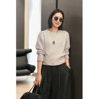 美洋MEIYANG 派对毛衣 亮片*珠片纱|仿羊绒圆领短款长袖针织衫