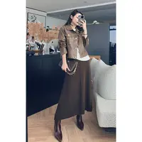 .【特惠捡漏】美洋MEIYANG琥珀咖啡针织半裙羊毛混纺赫本风半身裙