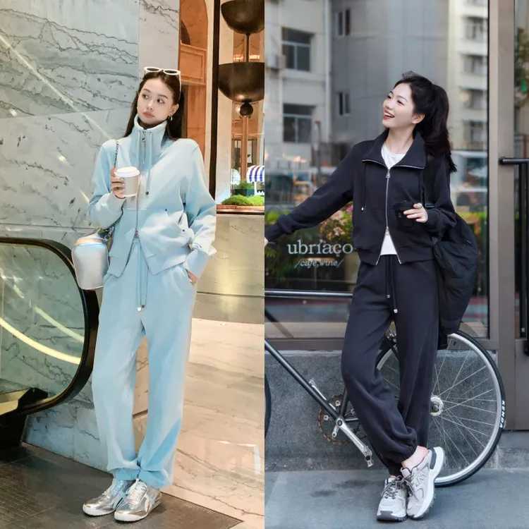 A美洋MEIYANG 刚需套装 越穿越爱！竖条肌理抓绒外套/卫裤两件套