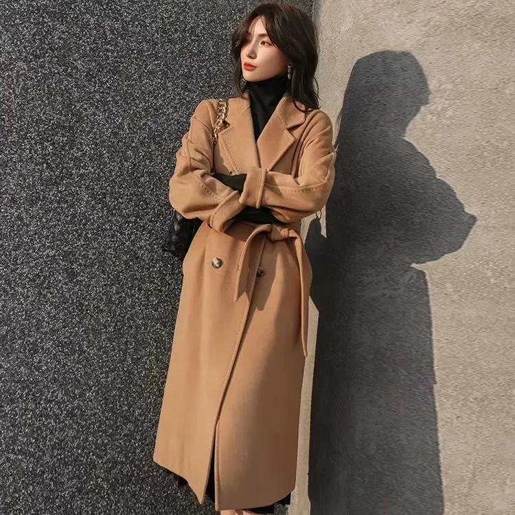 木子加秀 101801带内衬羊绒大衣时尚百搭简约显瘦休闲保暖过冬款