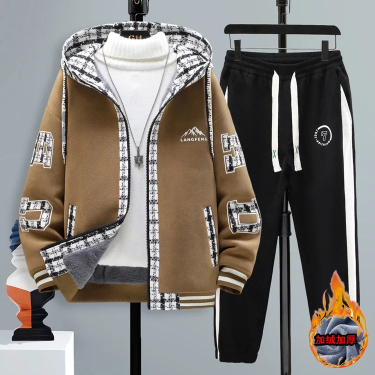 2024秋冬套装棉衣奥利绒绒外套夹克棉衣颗粒绒棉服棒球服休闲连帽