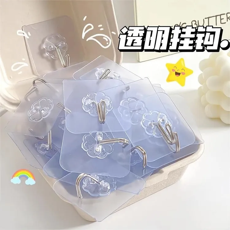 浴室无痕透明挂钩免打孔粘钩收纳粘钩家用学生宿舍D
