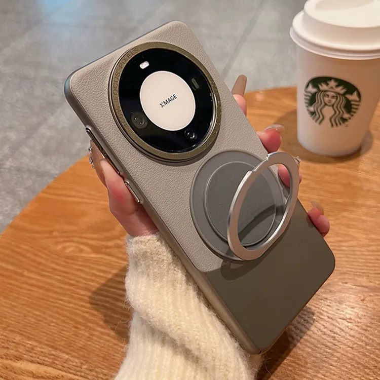适用华为mate60pro+防指纹手机壳50pro旋转支架mate50e高级保护套