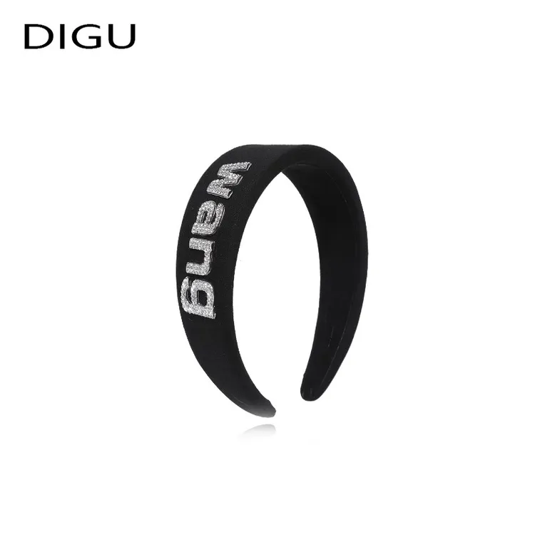 嘀咕家英文字母发箍女百搭 外出显脸小布艺高颅顶头箍网红发饰