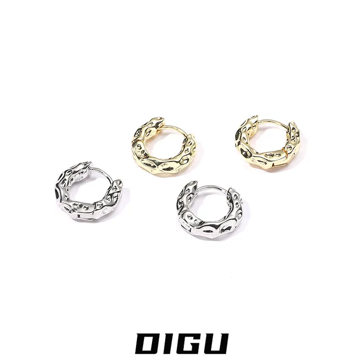 嘀咕家 铜合金耳饰 简约金属耳圈独特金属肌理感耳环女冷淡风耳饰