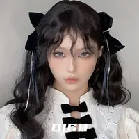 布艺发饰 嘀咕家DIGU立体感丝绒蝴蝶流苏边夹甜美少女发夹头饰