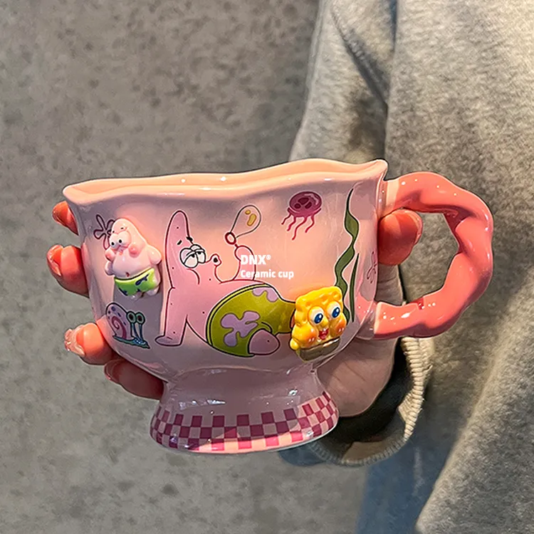 海绵宝宝陶瓷马克杯2025新款水杯高颜值杯子办公室咖啡杯生日礼物