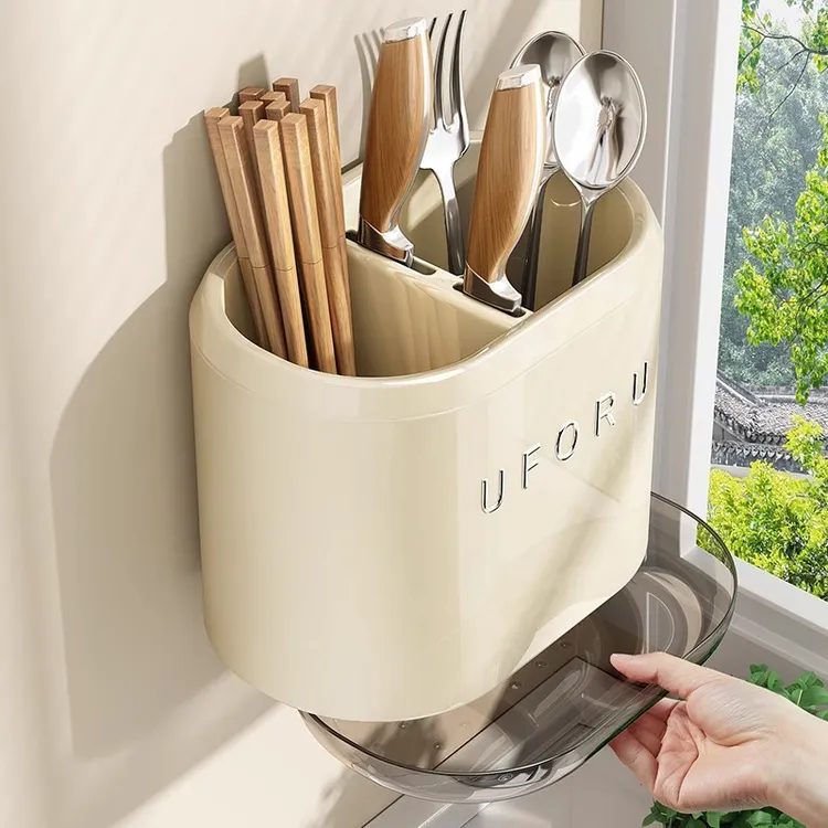 筷子筒收纳盒家用厨房置物架高档新款壁挂式沥水快子桶勺子筷子笼